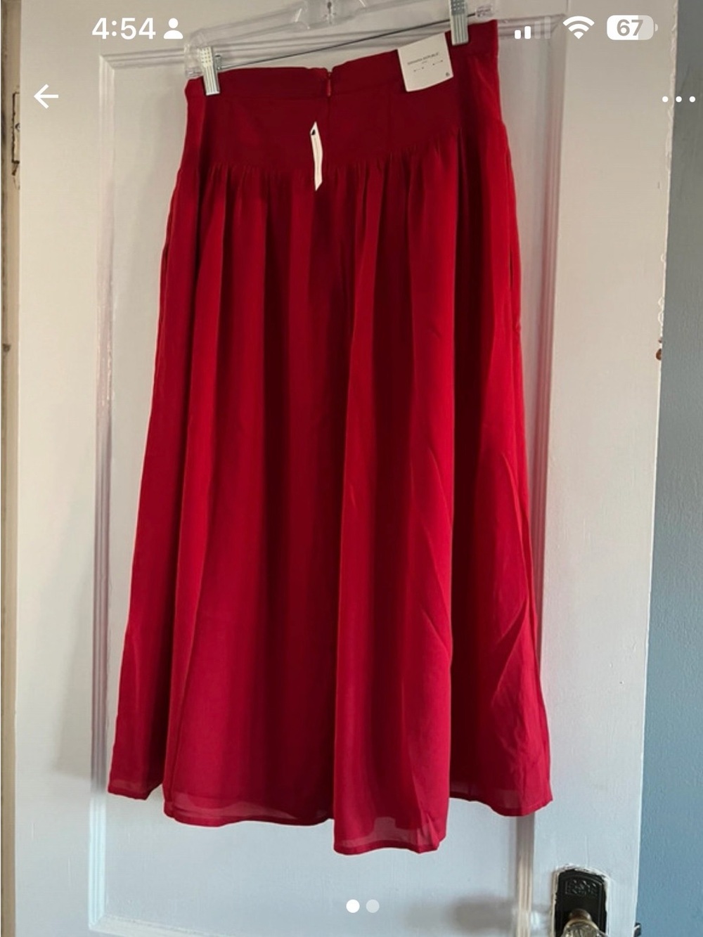 Banana Republic Red Midi Skirt with Flowing Pleats